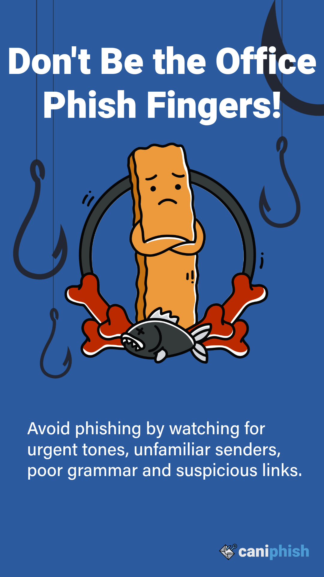 Poster depicting how to avoid phishing attacks.